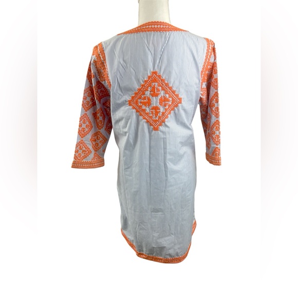 NWT Gretchen Scott Odessa Embroidered Striped Tunic Dress- vacation resort wear - Picture 6 of 10